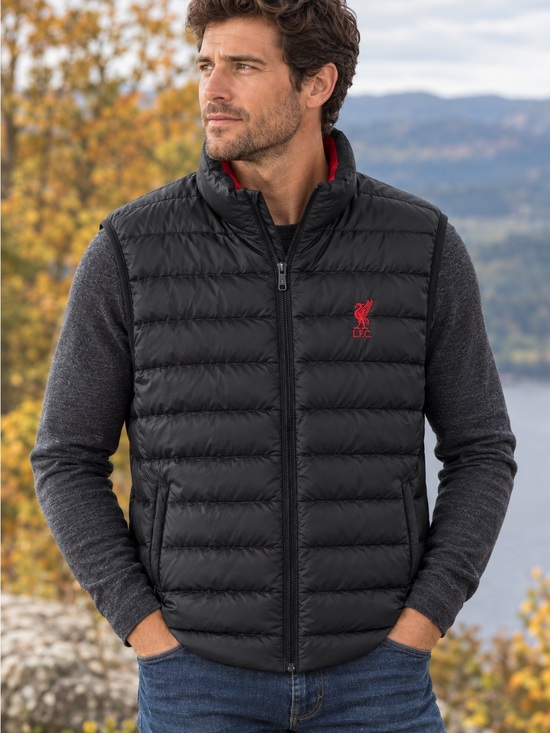 Liverpool Other - Liverpool Men's Black Quilted Vest with Red Logo Trim — XL